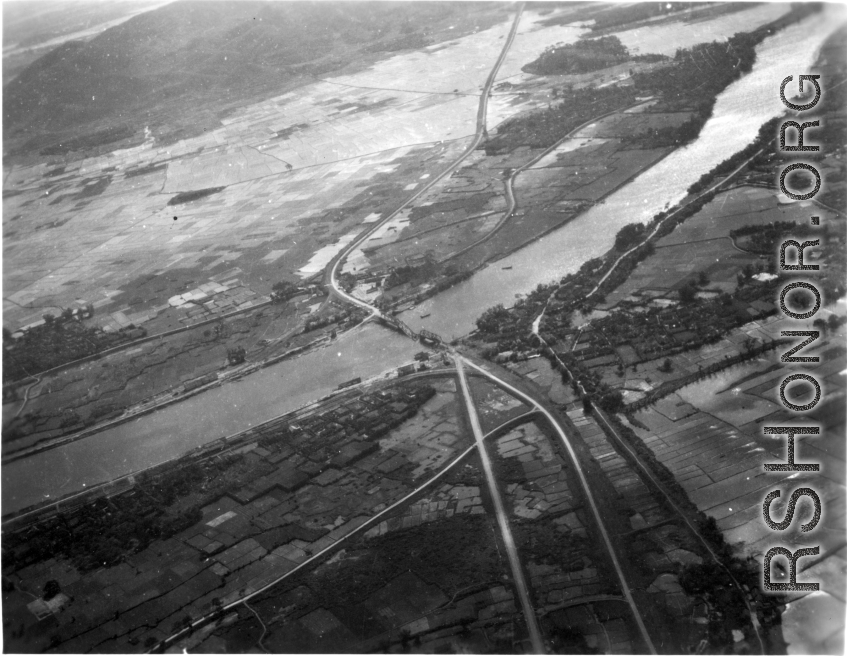 Bombing of Đò Lèn Bridge in Hà Trung Town in French Indochina (Vietnam), during WWII. In northern Vietnam, and along a critical rail route used by the Japanese.