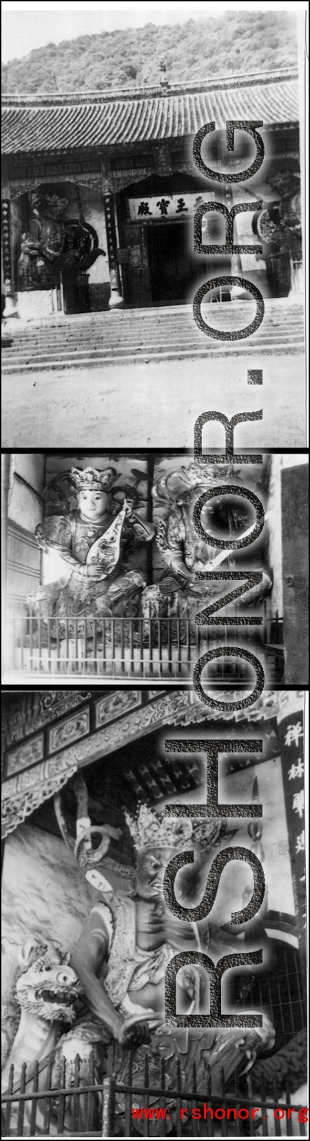 A Buddhist temple (天王宝殿) in China during WWII.