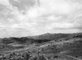 An American GI walks in the countryside in Yunnan province, China. During WWII.