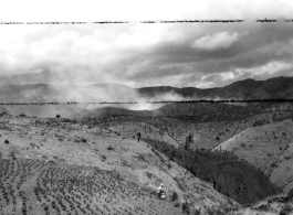 A GI walks in the countryside in Yunnan province, China. During WWII.
