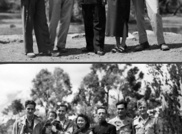 American GIs and Chinese civilians socialize in the CBI during WWII. Eugene Wozniak on far left.