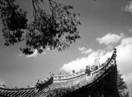Architecture in Yunnan province, China: Roof of a temple.