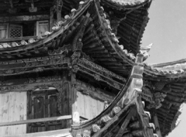 Ornate building roof in Yunnan province, China.