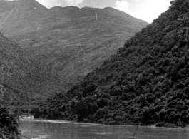 Ferry crossing on Salween River, China, 1944. In the CBI during WWII.