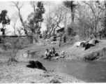 Bashful washers, the day of the mounds, South of Yangkai, Spring 1945.   From the collection of Frank Bates.