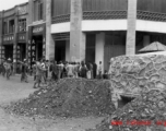 A fortified bunker at a street intersection in Liuzhou city, Guangxi province, during WWII, in the summer or fall of 1944 during the Japanese push south in the Ichigo campaign.