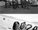 Combat photographers train for aerial work in the US before deployment overseas during WWII, on a AT-11. Note the clean new parachutes strapped to the nervous photographers.  Aircraft serial #127339.
