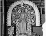 A religious figurine in a bamboo building in the CBI during WWII.