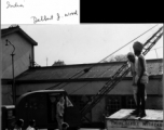 GI operating crane at Outram Ghat, Calcutta, India, during WWII.  Photo from Delbert J. Wood.