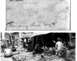 Daily life near Kunming, May 1945--taking fertilizer to fields, and the stand of a metal hardware trader.